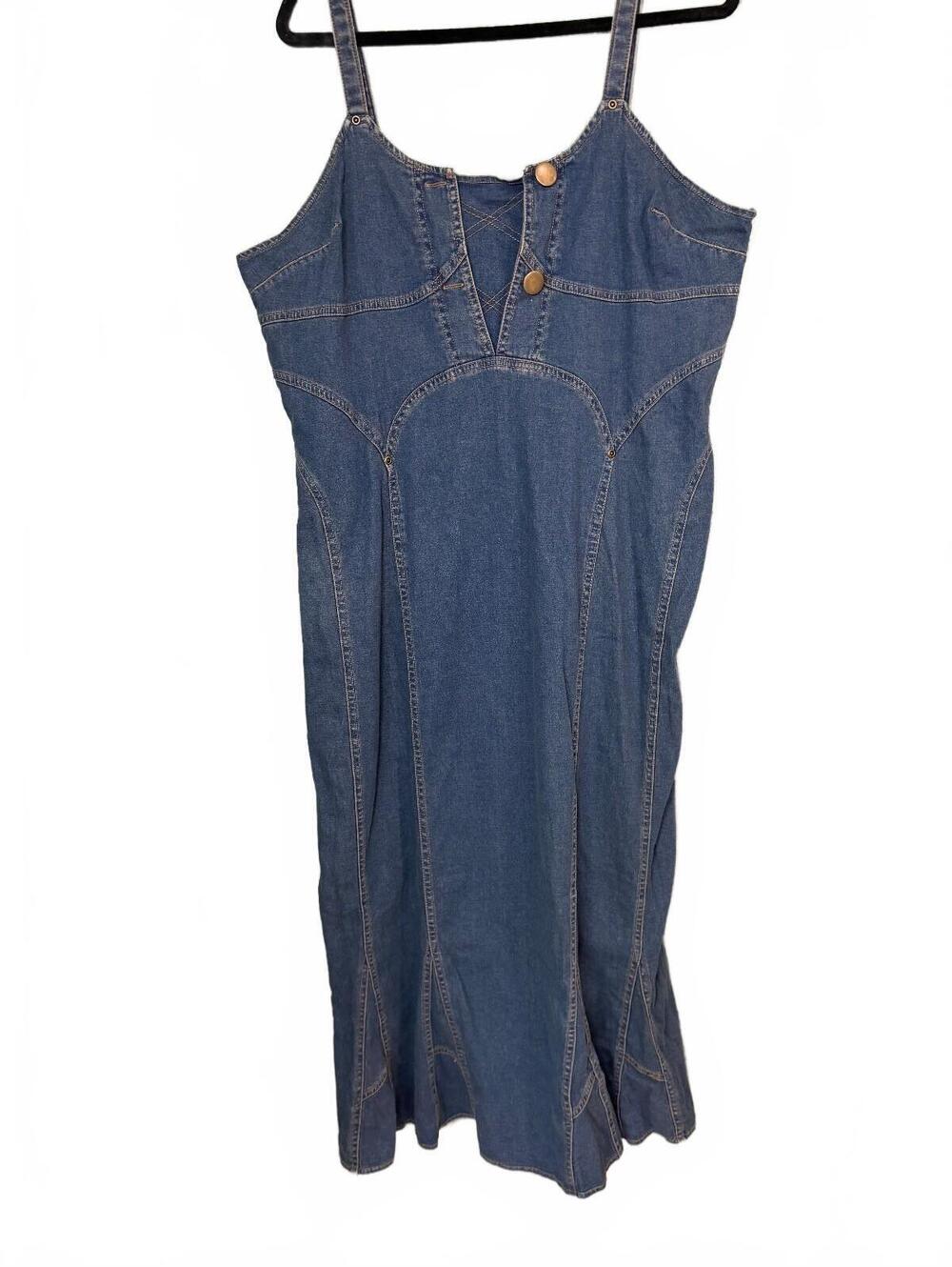 Vintage Y2K Metro Style Women's Cotton Denim Maxi Dress Size 20
